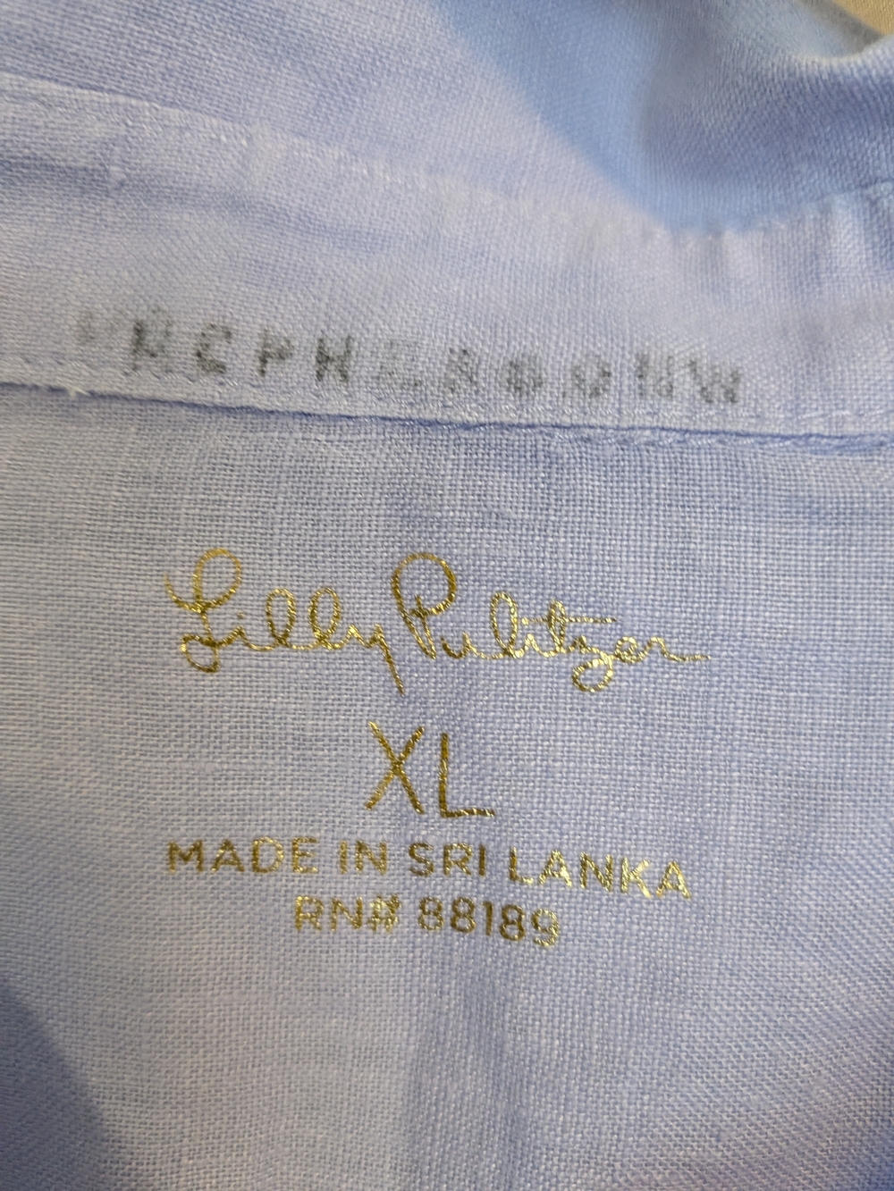Lilly Pulitzer Light Lavender Linen Button-Down Shirt Size XL - Picture 2 of 4